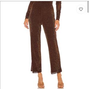 X Revolve House of Harlow 1960 Farida Pant in Brown and Gold, Size Small